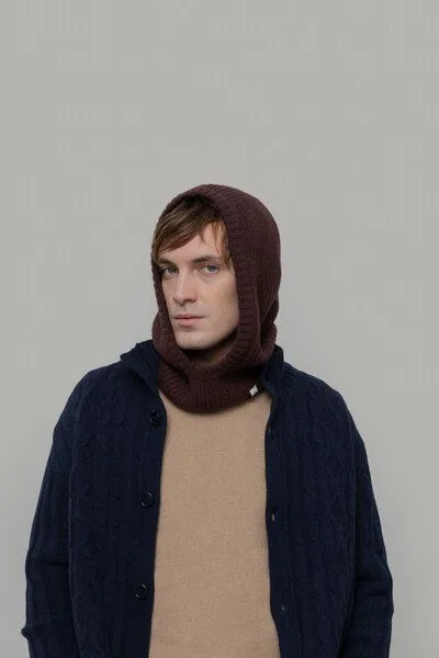 Rifò - Circular Fashion Made in Italy Rifò - Circular Fashion Made in Italy Kapuzenschal/ Balaclava aus Recycelter Kaschmirwolle, Braun, – Produktbild 3 von 4