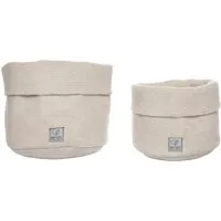 HANS NATUR Aufbewahrungskorb, Bio-Baumwolle, Strick 2er Set beige Maße 20 x 15 cm und 25 x 18 cm – Produktbild 1 von 1