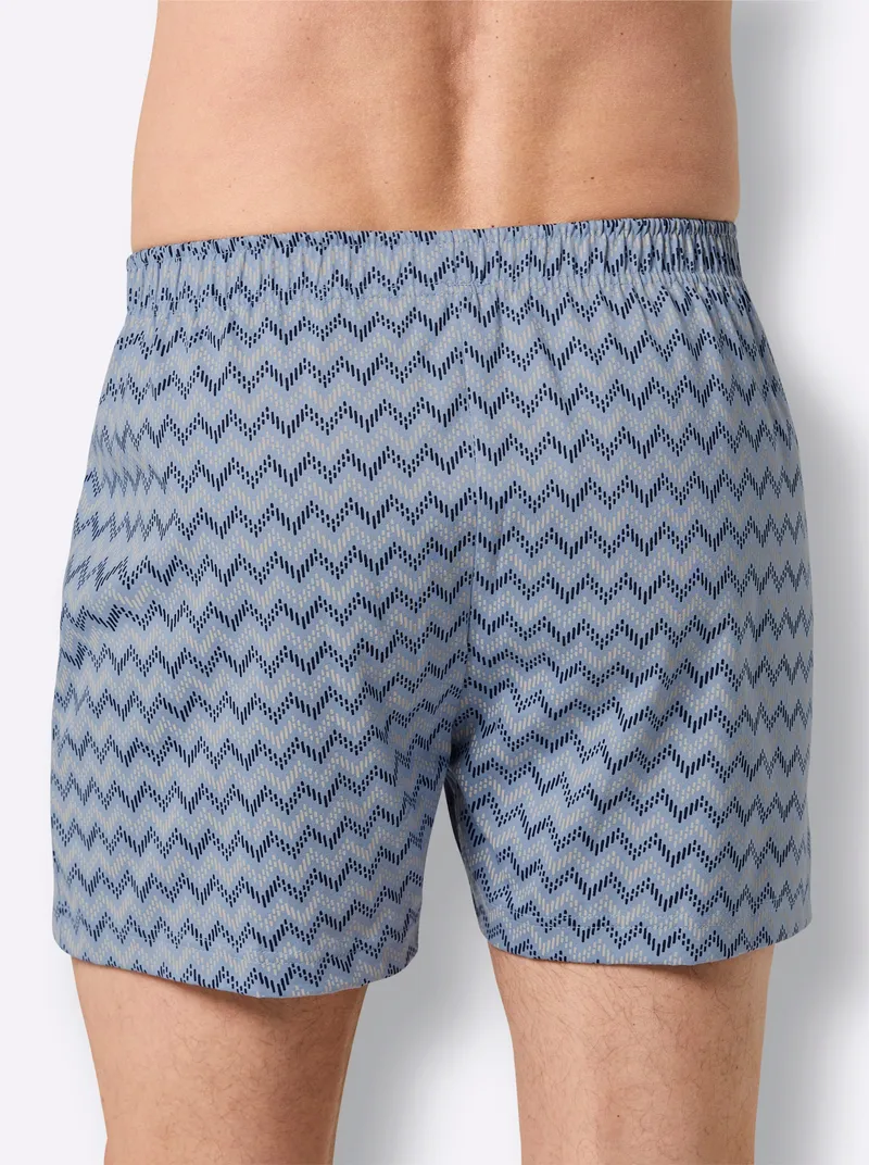 wäschepur men Boxershorts bleu-bedruckt + grau-bedruckt, Bleu-bedruckt + grau-bedruckt, – Produktbild 3 von 3