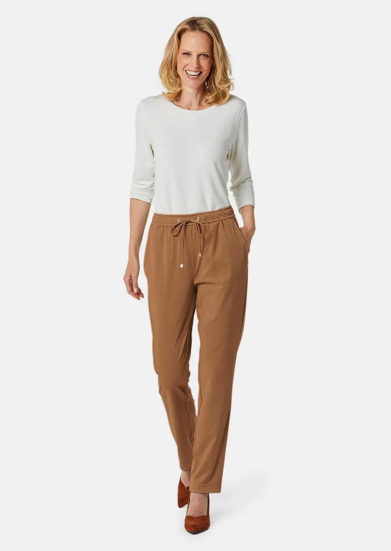Goldner Stretch Hose SARA in Veloursleder-Optik - camel - Gr. 48 von Goldner Fashion, Braun, – Produktbild 2 von 3