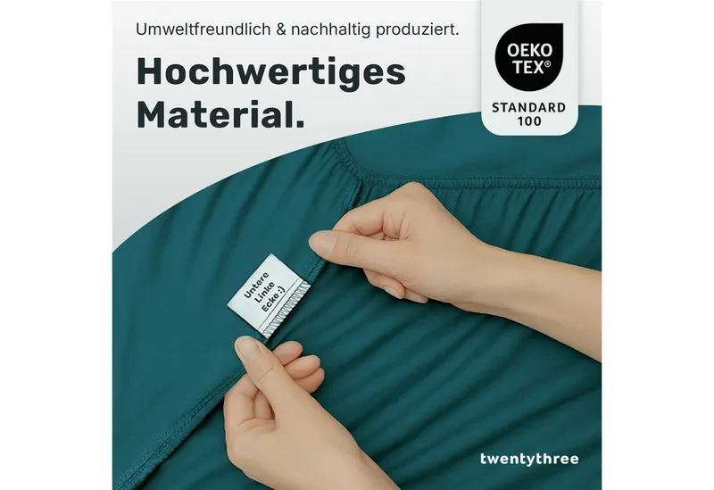 twenty:three® Bettwäsche Lyocell Bettwäsche, Lyocell, 1 teilig, Extra weich, ganzjährig geeignet, 100 % TENCEL™ Lyocell, OEKO-TEX®, Juice petrol, – Produktbild 5 von 5