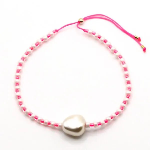 juni juni Sommer Perlenarmband Maui, Neon pink (rosa), – Produktbild 4 von 4