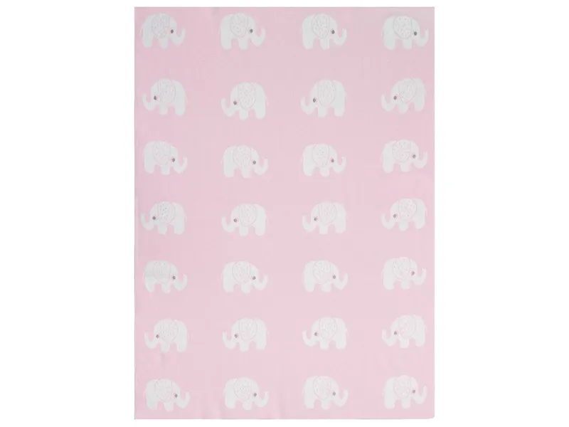 HANS NATUR HANS NATUR Babydecke Bio-Baumwolle, Elefanten 80 x 100cm, Rosa, – Produktbild 2 von 2