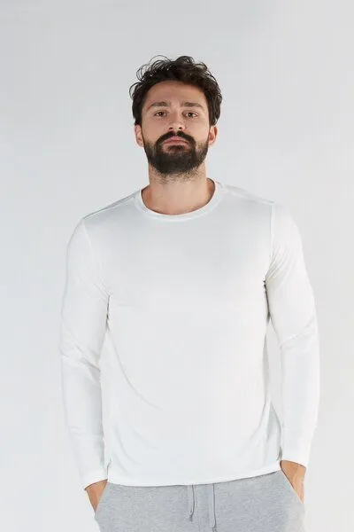 True North True North Herren Langarmshirt aus Bio-Baumwolle Rundhalsausschnitt T-Shirt 2110, Weiß, – Produktbild 1 von 3