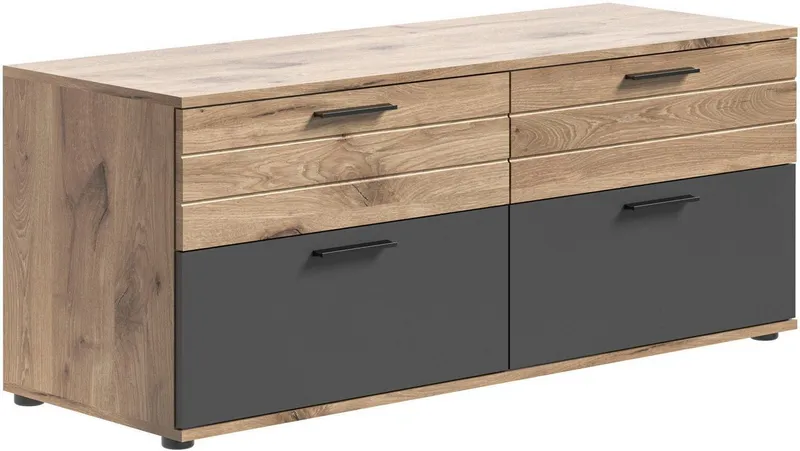 Home affaire Lowboard Riga, Breote 130 cm, Braun|grau, – Produktbild 3 von 5