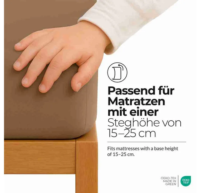 etérea Himmlische Qualität Spannbettlaken etérea Comfort Jersey Spannbettlaken, Jersey, Gummizug: rundum, (1 Stück), Braun, – Produktbild 3 von 6