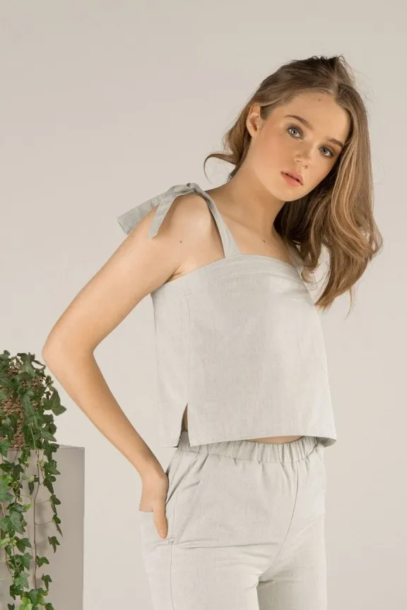 TAWAST TAWAST Damen vegan Top Freigeist, Hellgrau, – Produktbild 2 von 2