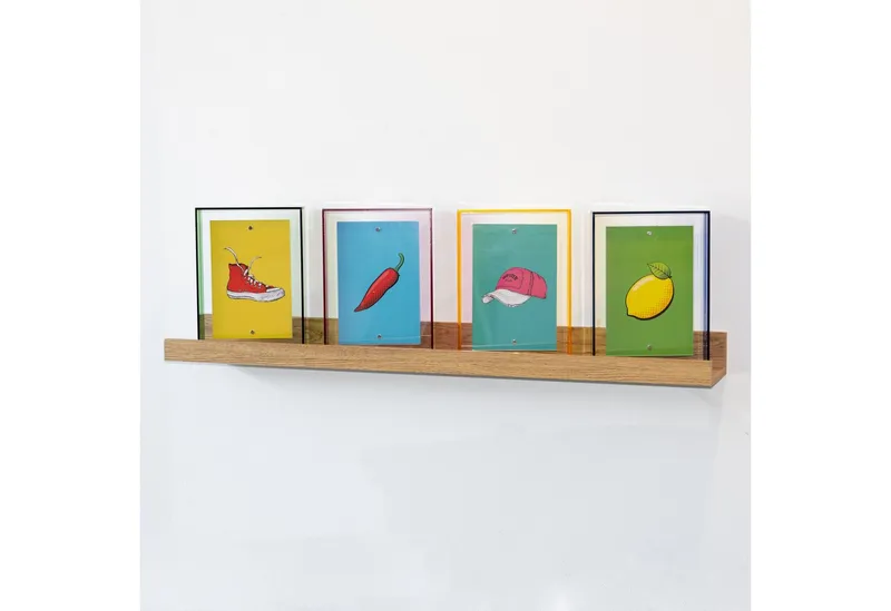 queence Wandregal Bilderleiste 2-teilig, Spar-Set 2-tlg., Galerieboard Posterleiste für Bilder und Fotos, Beige|braun, – Produktbild 3 von 5