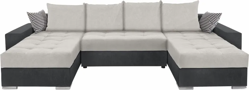COLLECTION AB Wohnlandschaft Josy XL U-Form, Breite: 313 cm, Liegefl. 137x266 cm, Schlaffunktion, Bettkasten & 2 Zierkissen, Federkern, Grau, – Produktbild 8 von 8
