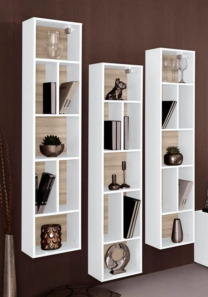 OTTO home Wandregal Toledo,Höhe 159 cm stilvolle Bücherregal, viel Stauraum, Wandregal Masse 32/159/25 (B/H/T), Weiß, – Produktbild 1 von 5