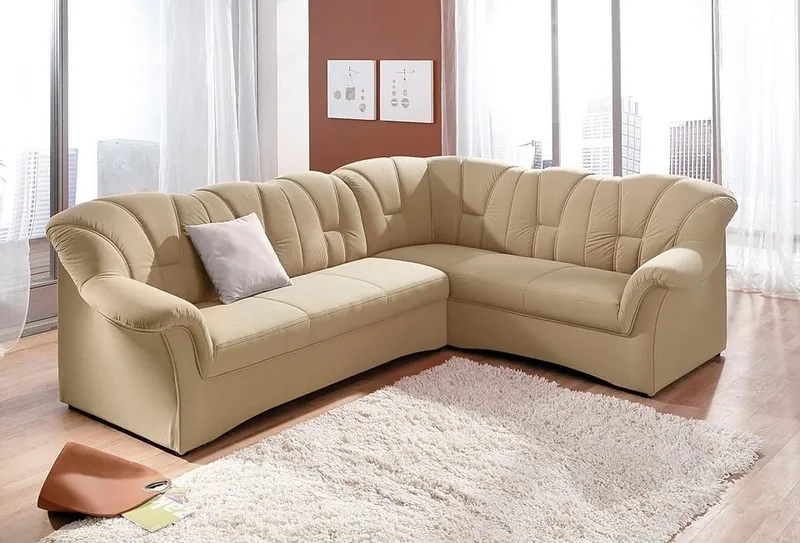 DOMO collection Ecksofa Papenburg B/T/H: 242/190/84 cm L-Form, wahlweise mit Bettfunktion, Langer Schenkel links oder rechts, Beige, – Produktbild 2 von 8