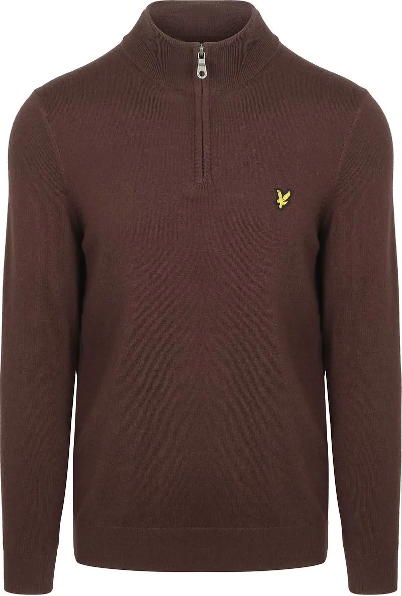 Lyle and Scott Lyle & Scott Half Zip Pull Merino Wolle Espresso - Größe L, Braun, – Produktbild 1 von 4