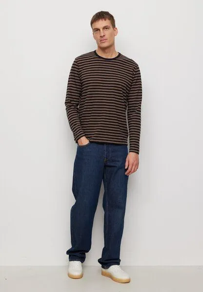 recolution Herren Slub Longsleeve aus Bio-Baumwolle - MACA STRIPES - recolution, Vintage brown (braun), – Produktbild 2 von 4