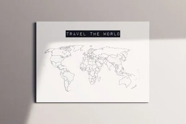 meine-weltkarte meine-weltkarte Weltkarte travel the world #1- nachhaltig & handemade in Germany- Reiseweltkarte zum ausmalen/pinnen, travelmap- Keilrahmen, Leinwandposter – Produktbild 3 von 7
