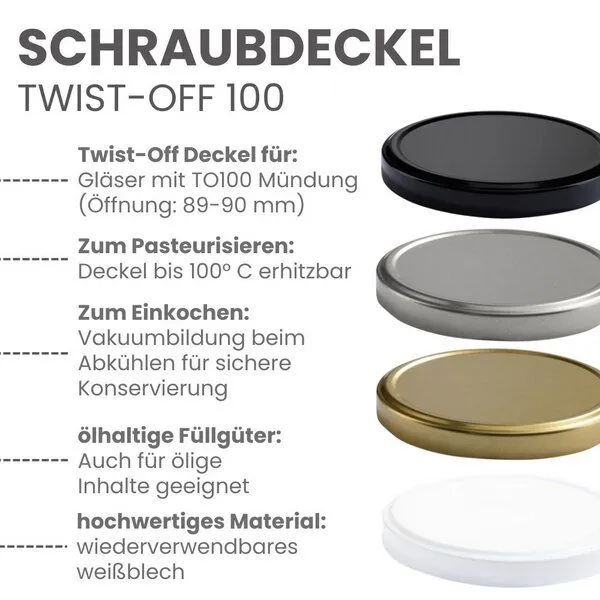 mikken mikken 2 Einmachgläser 2650 ml mit Deckel (TO100), Weiß, – Produktbild 4 von 4