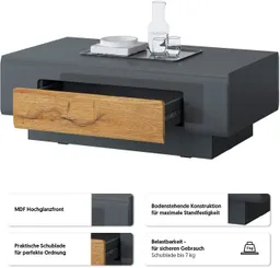 OTTO home Couchtisch Toledo,Breite 110cm eleganter Sofatisch mit Hochglanzelemente, Kaffeetisch mit 1 Schublade, Wohnzimmertisch – Produktbild 1 von 1