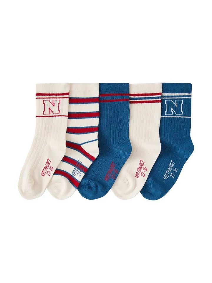 Vertbaudet Vertbaudet Socken 5er-Pack Socken mit College-Motive Jungen, Weiß, – Produktbild 2 von 3