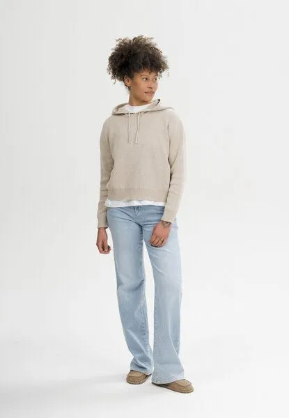 MELA MELA Strick Kapuzenpullover Style JANISHA aus 100% Bio-Baumwolle, Kiesel melange, – Produktbild 4 von 5