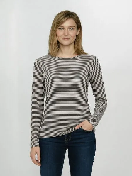 GreenBomb GREENBOMB Basic Yummy - Sportliches Longsleeve aus Bio-Baumwolle / GOTS / Fair & Vegan, Grau (sandstone stripes), – Produktbild 1 von 4