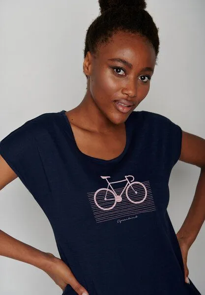GreenBomb GREENBOMB Bike Streak Cool - Sportliches T-Shirt aus Bio-Baumwolle / hochwertiger Print / GOTS / Fair & Vegan, Blau (marineblau), – Produktbild 2 von 4