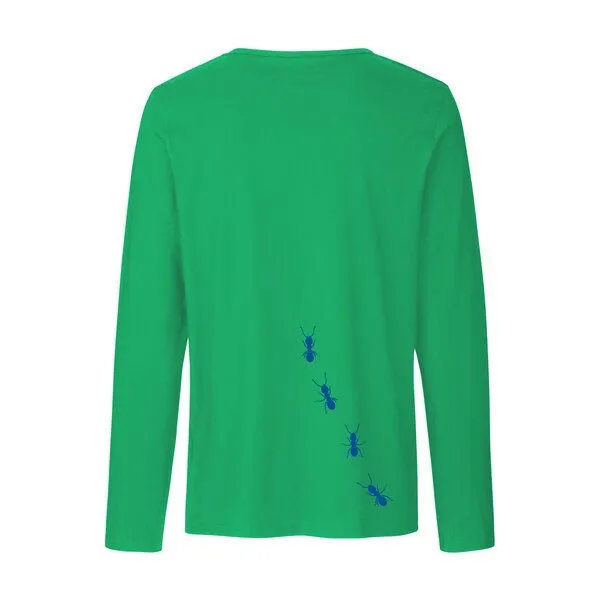 HANDGEDRUCKT HANDGEDRUCKT "Ameisen" Männer Longsleeve, Green, – Produktbild 2 von 3