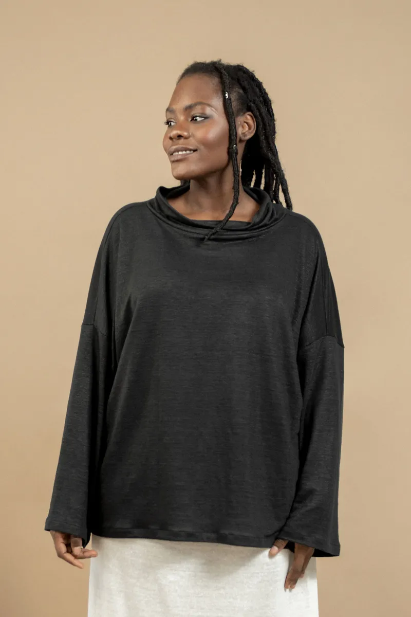 TAWAST TAWAST Damen vegan Pullover Peaceful Being, Schwarz, – Produktbild 1 von 2