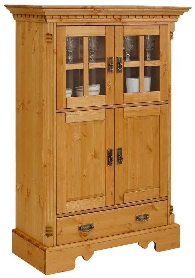 OTTO home Highboard Milan, Vitrine, Breite 102 cm, Massivholz, FSC®-zertifiziert, Beige, – Produktbild 3 von 5