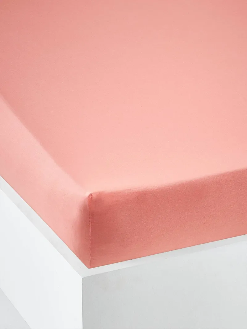 Vertbaudet Kinder Spannbettlaken uni, Koralle, – Produktbild 1 von 3
