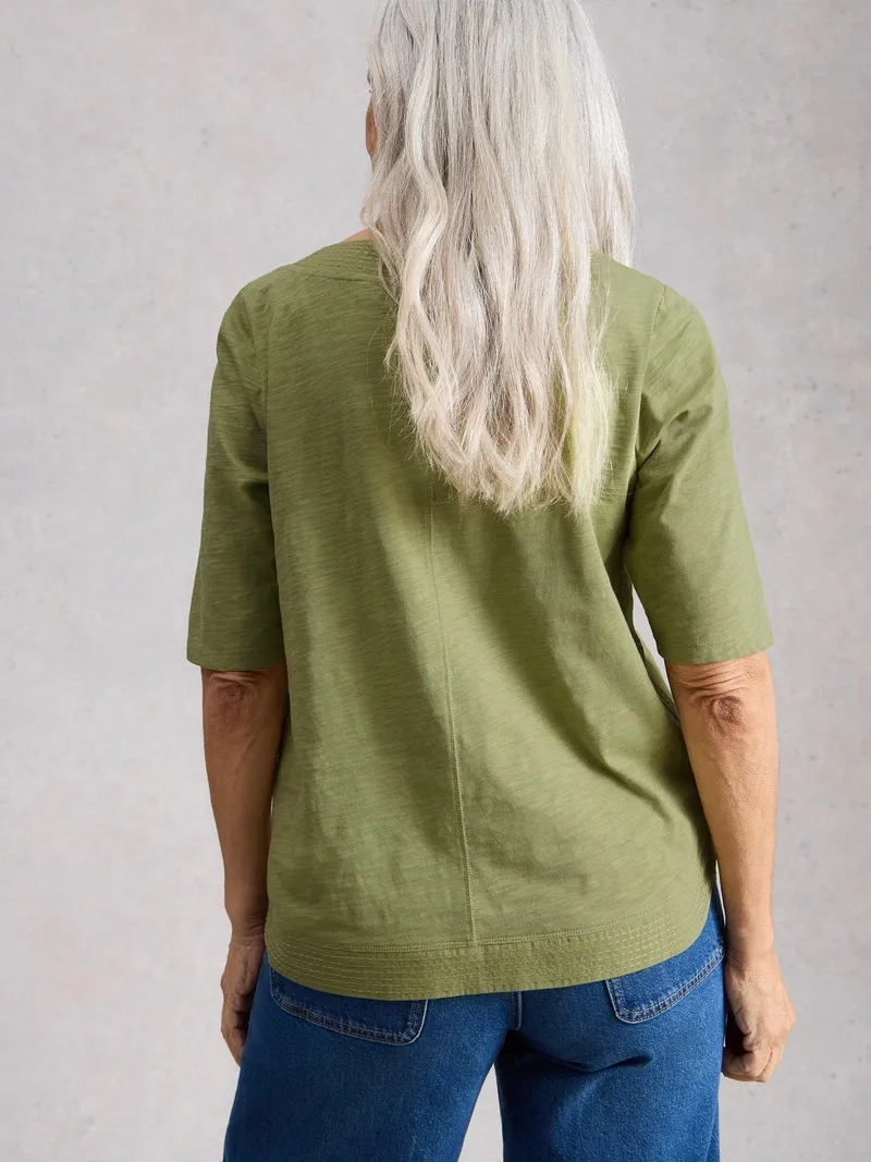White Stuff Besticktes Top Weaver - 42, Khakigrün, – Produktbild 4 von 4