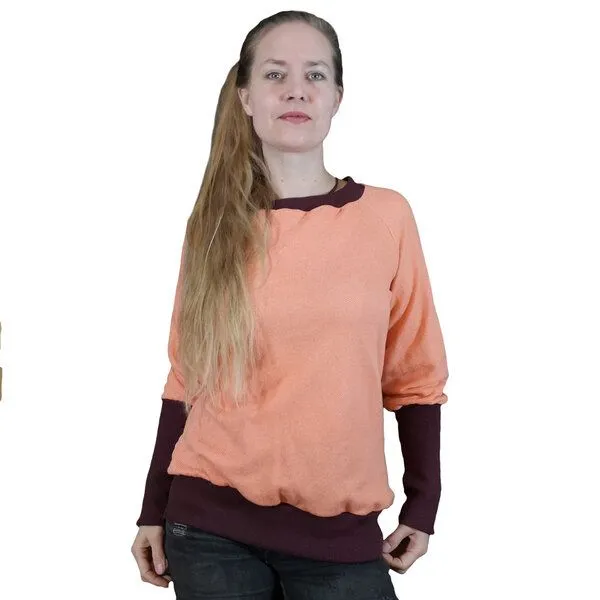 liebewicht liebewicht Pullover Sweatshirt kurz mit langen Bündchen, Koralle/lila, – Produktbild 1 von 4