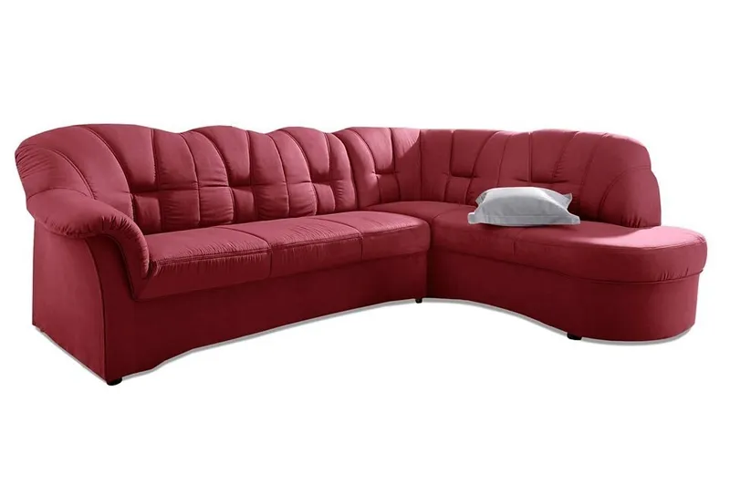 DOMO collection Ecksofa Papenburg, zeitlose Rückensteppung, elegante Armlehne, L-Form, mit Ottomane, wahlweise mit Bettfunktion, Rot, – Produktbild 8 von 8