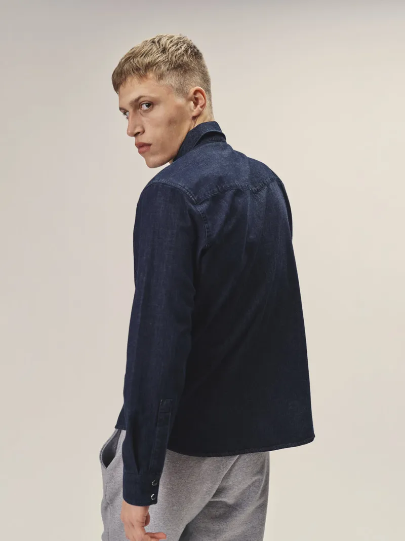 WOTE WOTE Herren vegan Denim Hemd Darkindigo, Dunkelblau, – Produktbild 1 von 2