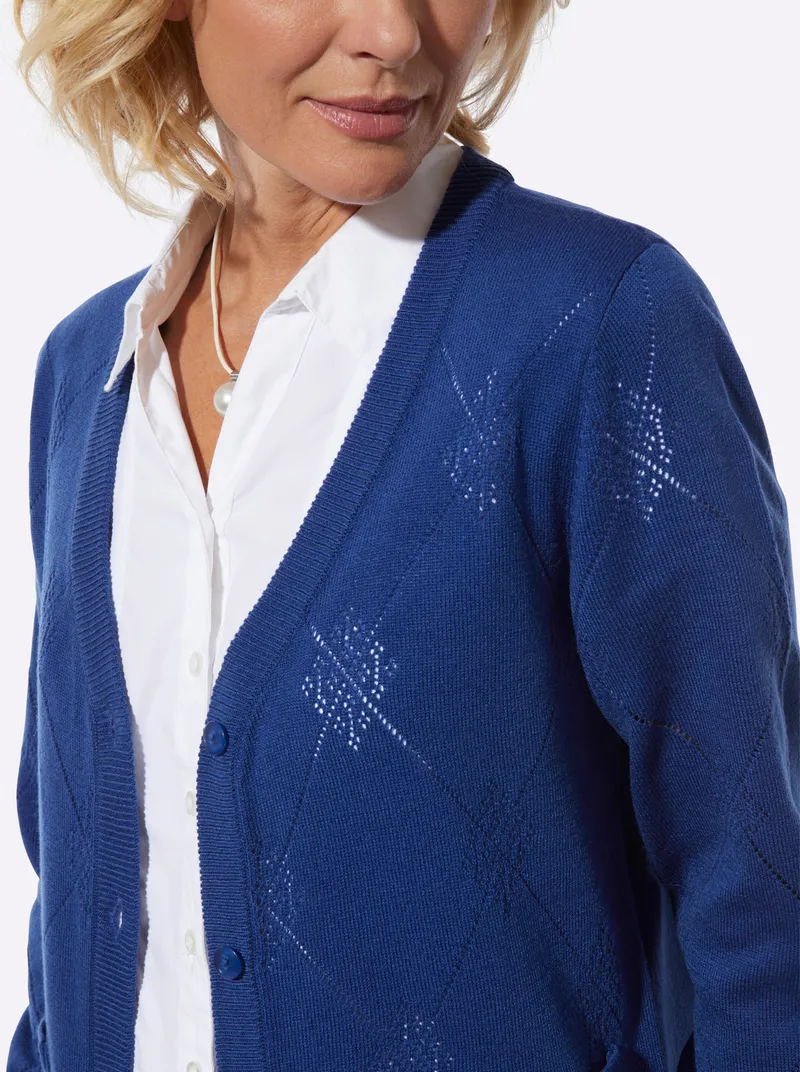 Witt Ajourstrickjacke, Royalblau, – Produktbild 1 von 2