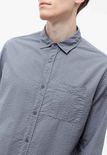 Givn Berlin Givn Berlin Hemd GBYUVAL aus Bio-Baumwoll Seersucker, Stormy grey (structure), – Produktbild 3 von 4