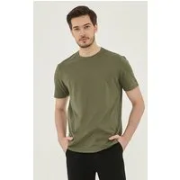 ORGANICATION ORGANICATION Basic T-Shirt aus Bio-Baumwolle, Khaki, – Produktbild 1 von 1