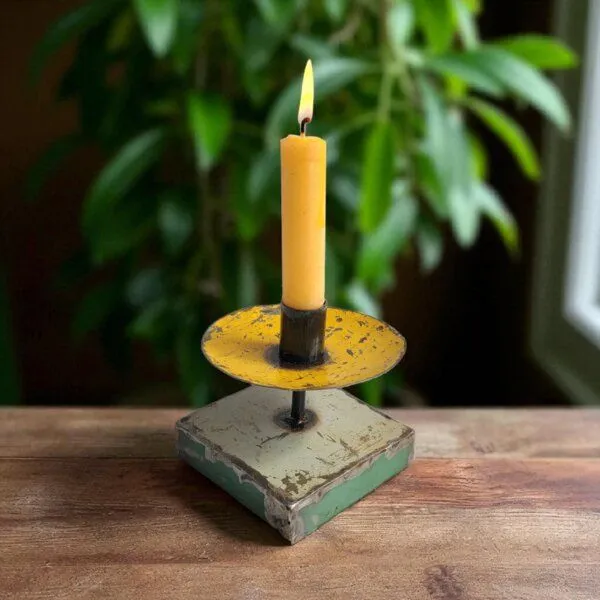 Moogoo Creative Africa Moogoo Creative Africa Kerzenständer aus recycelten Ölfässern | Industrial Design Upcycling Kerzenhalter, Gelb-weiß, – Produktbild 1 von 2