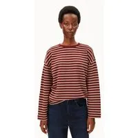 ARMEDANGELS ARMEDANGELS FRANKAA MAARLEN STRIPE Damen Sweatshirt aus Bio-Baumwolle, Velvet red-honey reed, – Produktbild 1 von 1