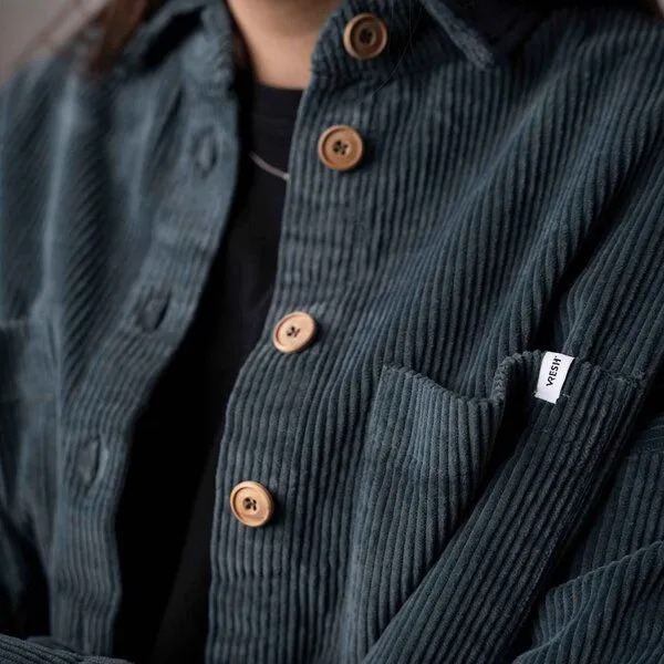 Vresh Clothing Vresh Clothing Vani - Cord Hemd aus Biobaumwolle, Blaugrau, – Produktbild 3 von 6