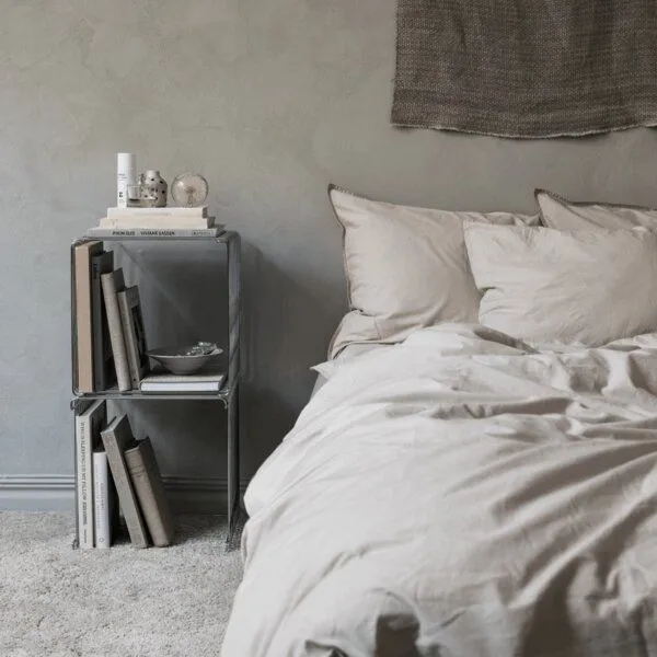 midnatt midnatt Baumwoll-Spannbettlaken | GOTS-zertifiziert | Stonewashed, Grau, – Produktbild 4 von 4
