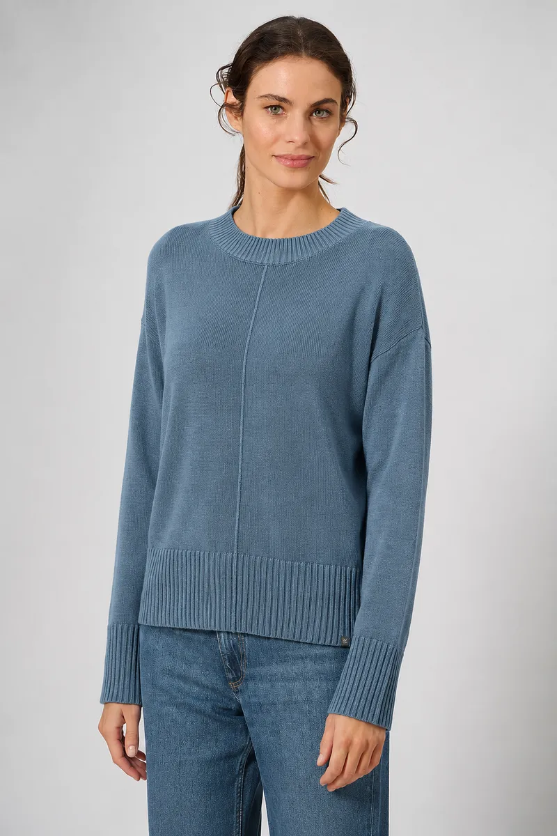HempAge Hempage Damen vegan Strickpullover Mit Rundhalsausschnitt Taubeblau, Blau, – Produktbild 2 von 2