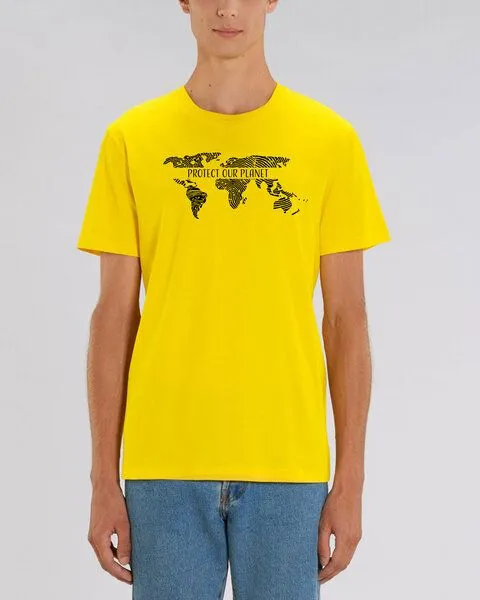 Human Family Human Family Bio Unisex Rundhals T-Shirt "Protect our Planet", Goldgelb, – Produktbild 1 von 2
