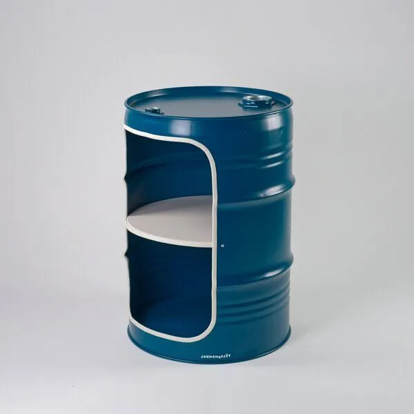 Lockengelöt Lockengelöt Nachttisch/Couchtisch aus einem kleinen Ölfass, Ozeanblau, – Produktbild 1 von 2