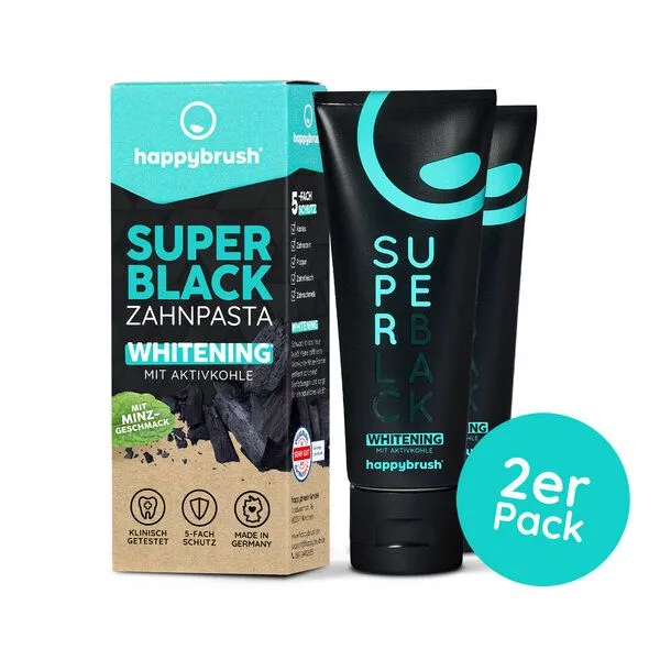 happybrush happybrush Superblack Whitening Zahnpasta 2er Set, Black(schwarz), – Produktbild 5 von 5