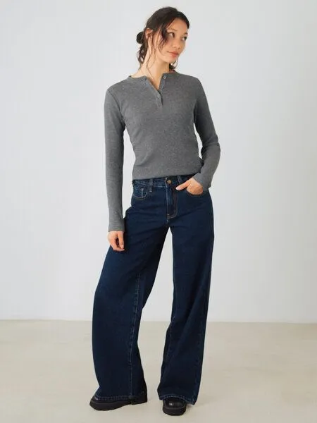 Honest Basics Honest Basics Damen Weite Jeans aus 100% Bio-Baumwolle, Rinse, – Produktbild 3 von 4
