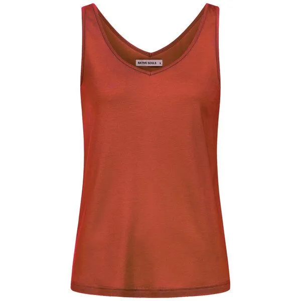 NATIVE SOULS NATIVE SOULS Lyocell Damen V-Neck Top, Burned orange, – Produktbild 1 von 1