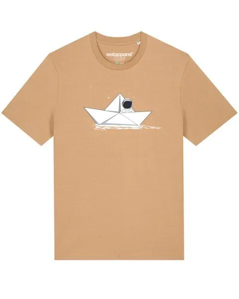 watapparel watapparel T-Shirt Astronaut in paper boat, Latte, – Produktbild 1 von 3