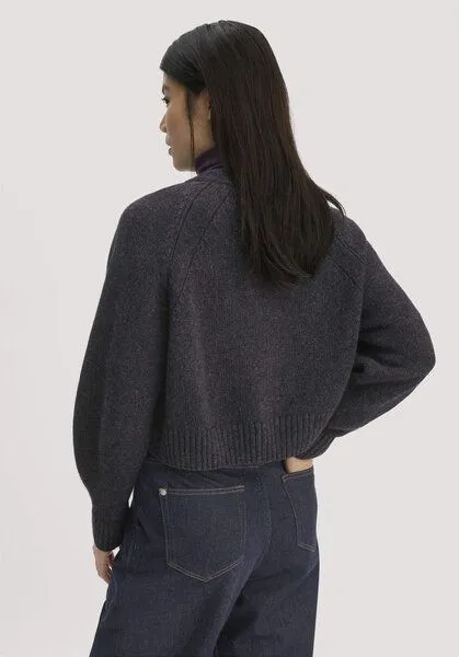 hessnatur hessnatur Strick Jacke Relaxed Cropped aus Bio-Merinowolle mit Bio-Baumwolle, Anthrazit, – Produktbild 2 von 4