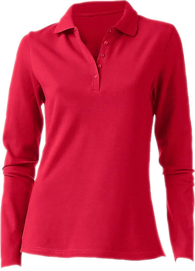heine Langarm-Poloshirt rot, Rot, – Produktbild 1 von 2
