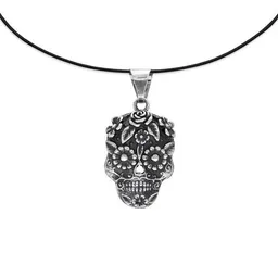 pakilia pakilia Fair-Trade Silber Totenkopf-Anhänger mit Silber- od. Kautschukkette – Produktbild 1 von 1