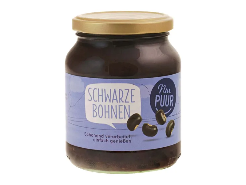 Nur Puur Nur PUUR Schwarze Bio-Bohnen im Glas, 350 g – Produktbild 1 von 1